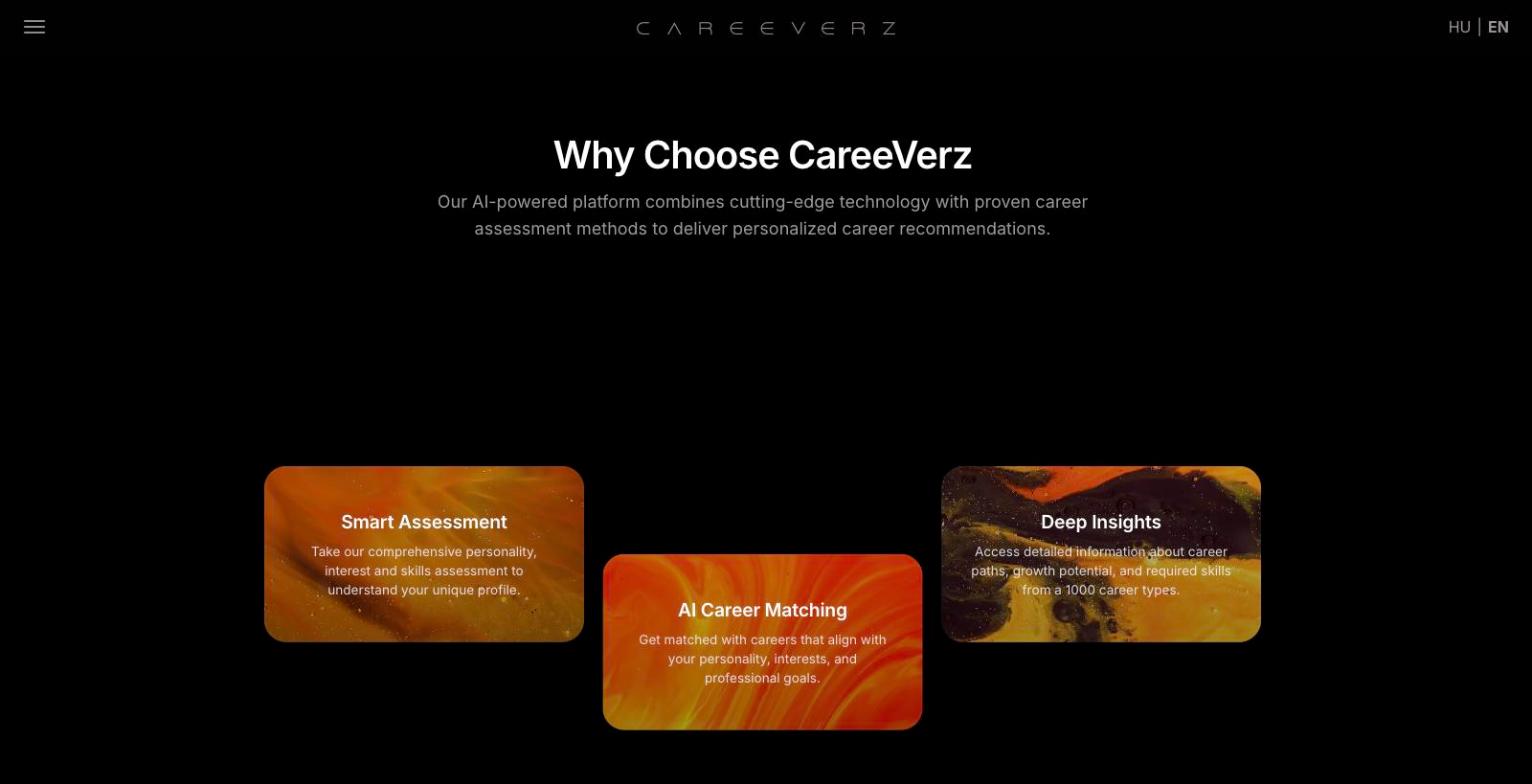 New CareeVerz landing page: why choose CareeVerz section